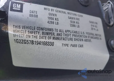2009 Pontiac G6 from USA, damaged, VIN 1G2ZG57B194168330